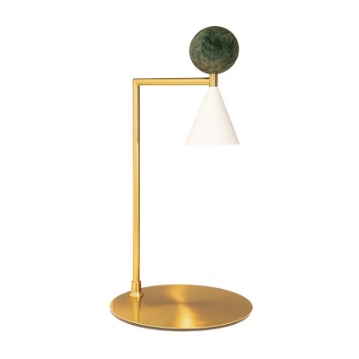 ΕΠΙΤΡΑΠΕΙΟ ΦΩΤΙΣΤΙΚΟ LED BRUSHED GOLD & GREEN MARBLE H:46cm