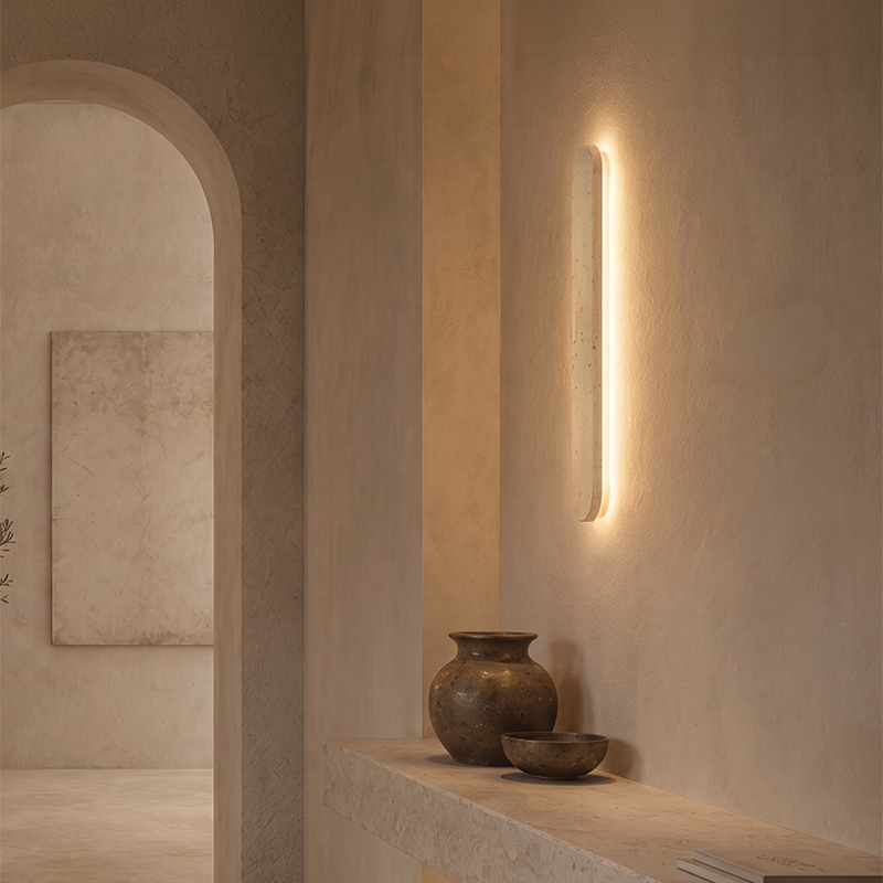 ΑΠΛΙΚΑ ΤΟΙΧΟΥ LED ΕΜΜΕΣΟΥ ΦΩΤΙΣΜΟΥ NATURAL TRAVERTINE H:60cm