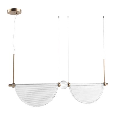 CLEAR GLASS & BRUSHED BRASS METAL ΦΩΤΙΣΤΙΚΟ LED ΚΡΕΜΑΣΤΟ L:155cm