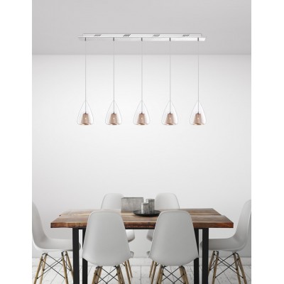 ΚΡΕΜΑΣΤΟ ΦΩΤΙΣΤΙΚΟ Chrome Aluminium Clear Glass & Rose Gold Frame
