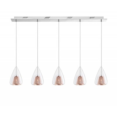 ΚΡΕΜΑΣΤΟ ΦΩΤΙΣΤΙΚΟ Chrome Aluminium Clear Glass & Rose Gold Frame