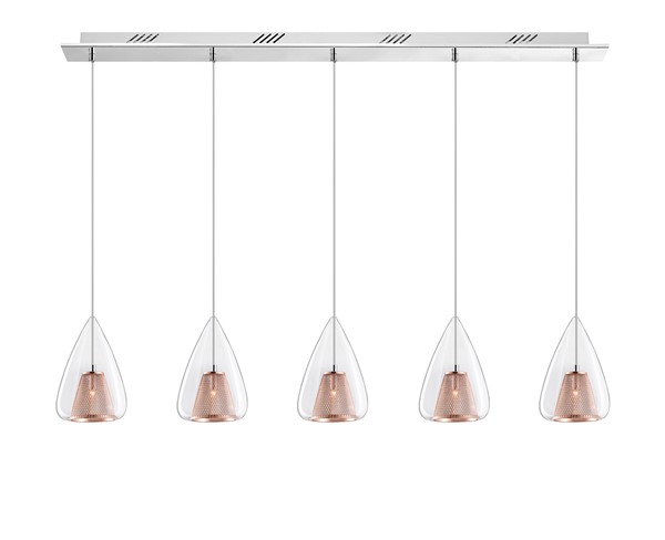 ΚΡΕΜΑΣΤΟ ΦΩΤΙΣΤΙΚΟ Chrome Aluminium Clear Glass & Rose Gold Frame