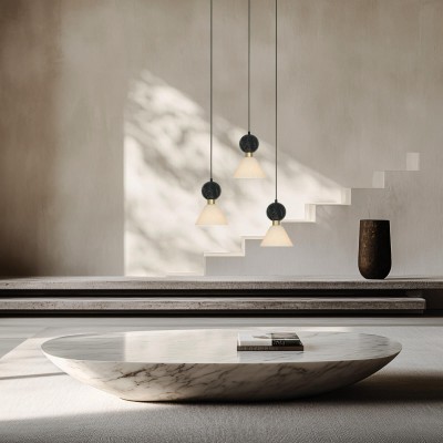 PENDANT 3XE14 MAX 15W BLACK MARBLE - BRASS