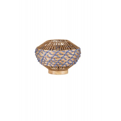 Boho ΕΠΙΤΡΑΠΕΖΙΟ ΦΩΤΙΣΤΙΚΟ Natural Blue Rope & Wood Base