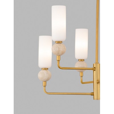 ΚΡΕΜΑΣΤΟ 6ΦΩΤΟ ΦΩΤΙΣΤΙΚΟ BRUSHED GOLD METAL&TRAVERTINE D:55cm