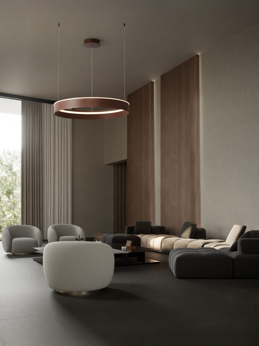 ΚΡΕΜΑΣΤΟΣ ΚΥΚΛΟΣ LED D:78cm Dark Brown Steel 