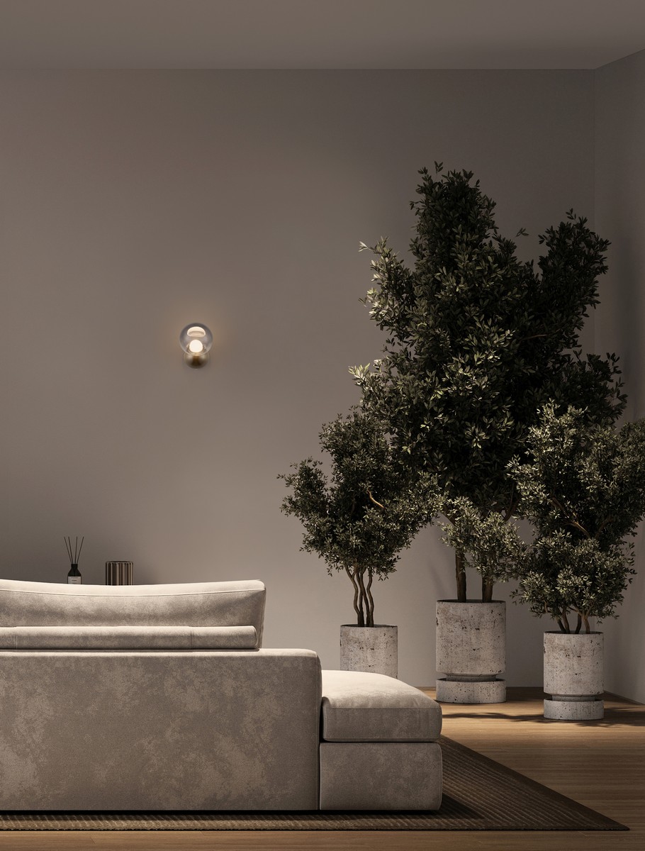 ΑΠΛΙΚΑ ΤΟΙΧΟ LED Brushed Nickel Steel & Aluminium & Smokey Glass