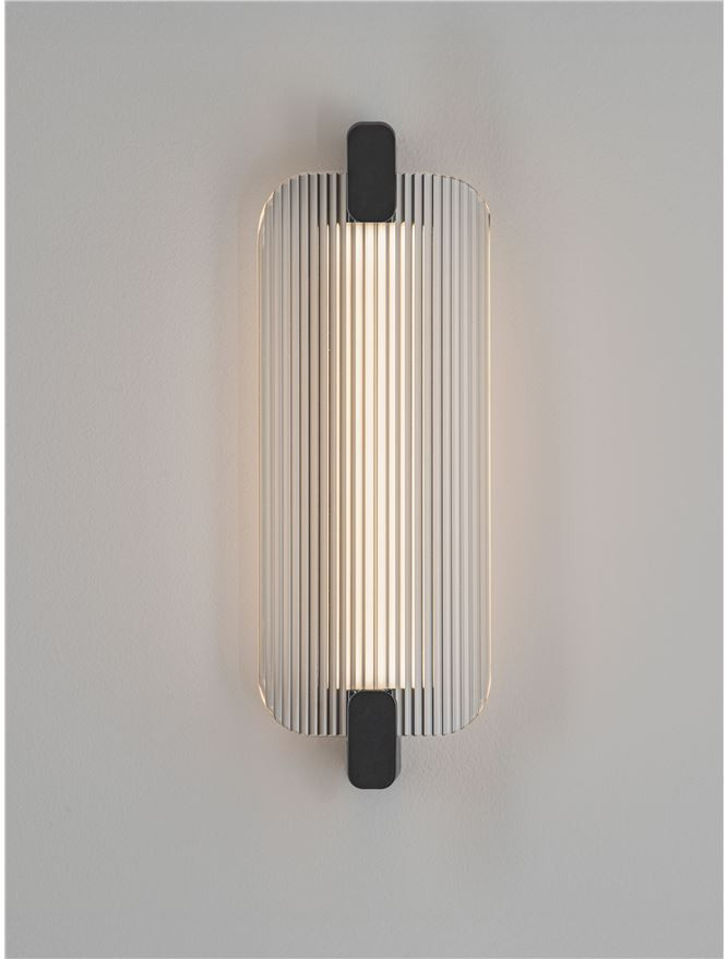 LED ΑΠΛΙΚΑ ΤΟΙΧΟΥ Matt Black Metal & Clear Glass H:40,5cm