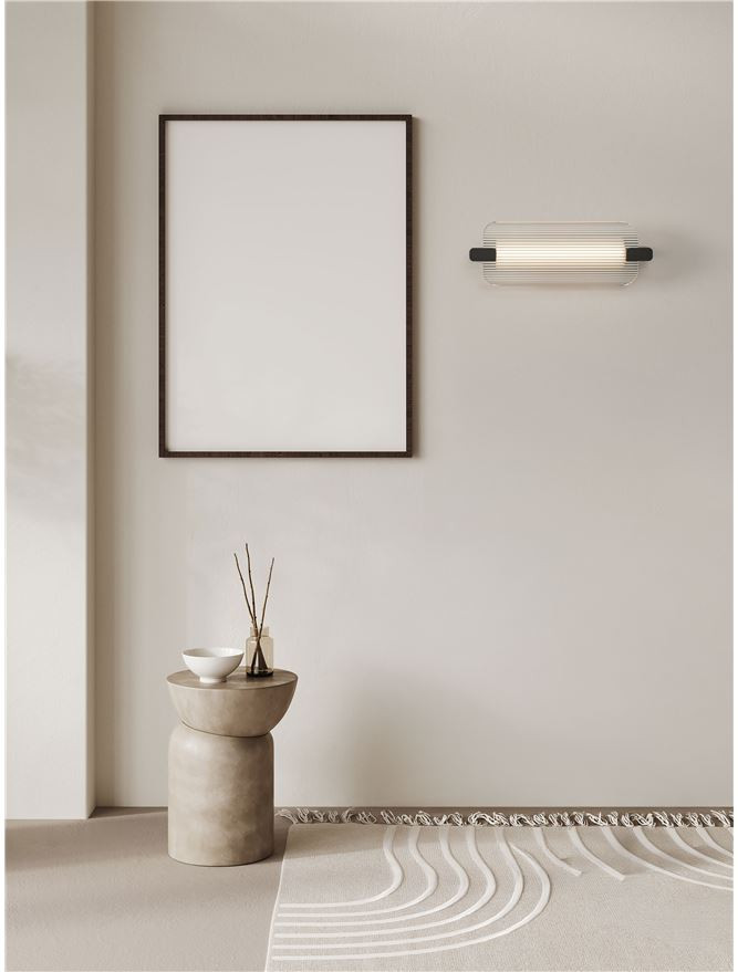 LED ΑΠΛΙΚΑ ΤΟΙΧΟΥ Matt Black Metal & Clear Glass H:40,5cm