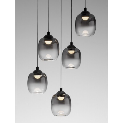 ΚΡΕΜΑΣΤΟ n2 ΦΩΤΙΣΤΙΚΟ Triac Dimmable Sandy Black Steel & Smoke Glass