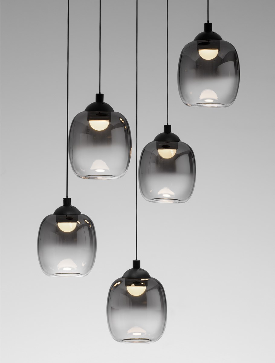 ΚΡΕΜΑΣΤΟ n2 ΦΩΤΙΣΤΙΚΟ Triac Dimmable Sandy Black Steel & Smoke Glass