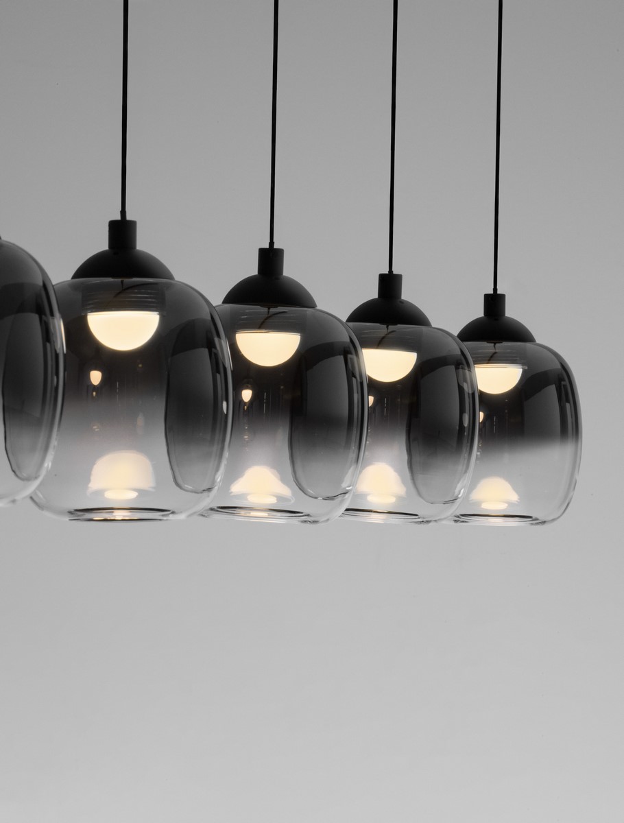 ΚΡΕΜΑΣΤΟ ΦΩΤΙΣΤΙΚΟ Triac Dimmable Sandy Black Steel & Smoke Glass 5 