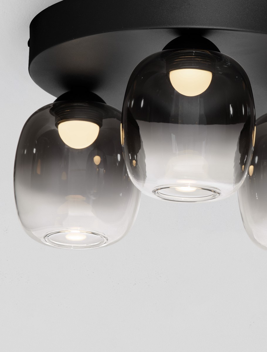 ΦΩΤΙΣΤΙΚΟ ΟΡΟΦΗΣ Triac Dimmable Sandy Black Steel & Smoke Glass 2