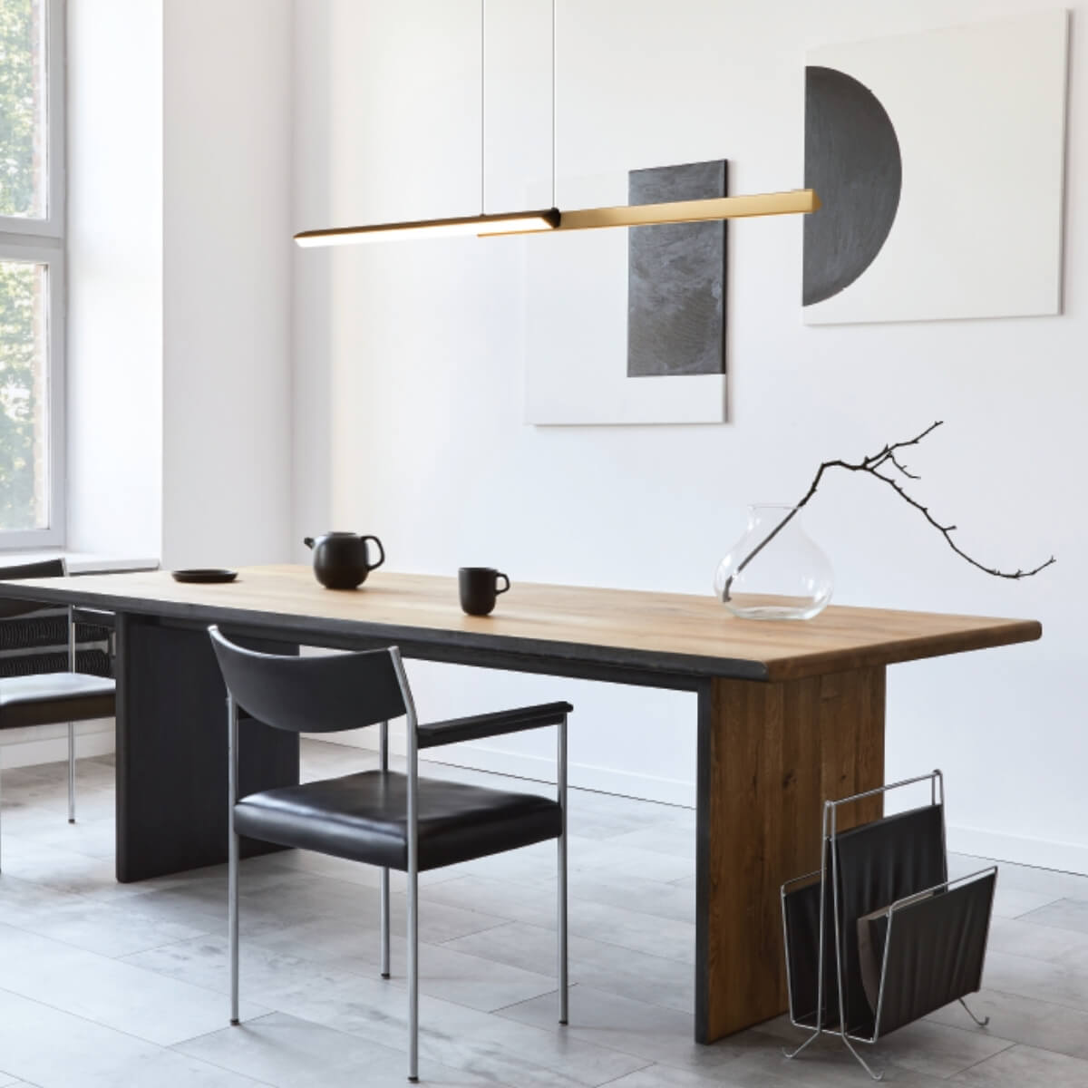 PENDANT LED LINE LIGHT 44W 3000K TRIAC SANDY BLACK - BRASS