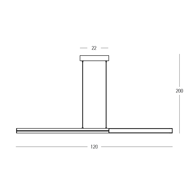 PENDANT LED LINE LIGHT 44W 3000K TRIAC SANDY BLACK - BRASS