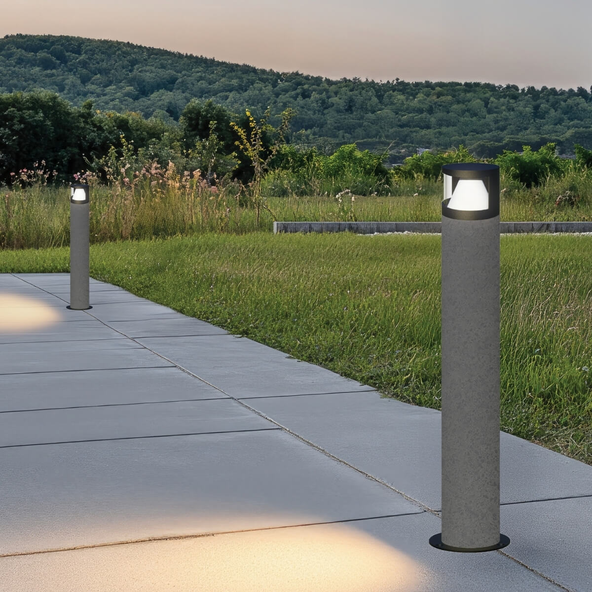 OUTDOOR BOLLARD LED LIGHT 10W 3000K NATURAL CONCRETE- BLACK METAL - PC DIFFUSER IP65