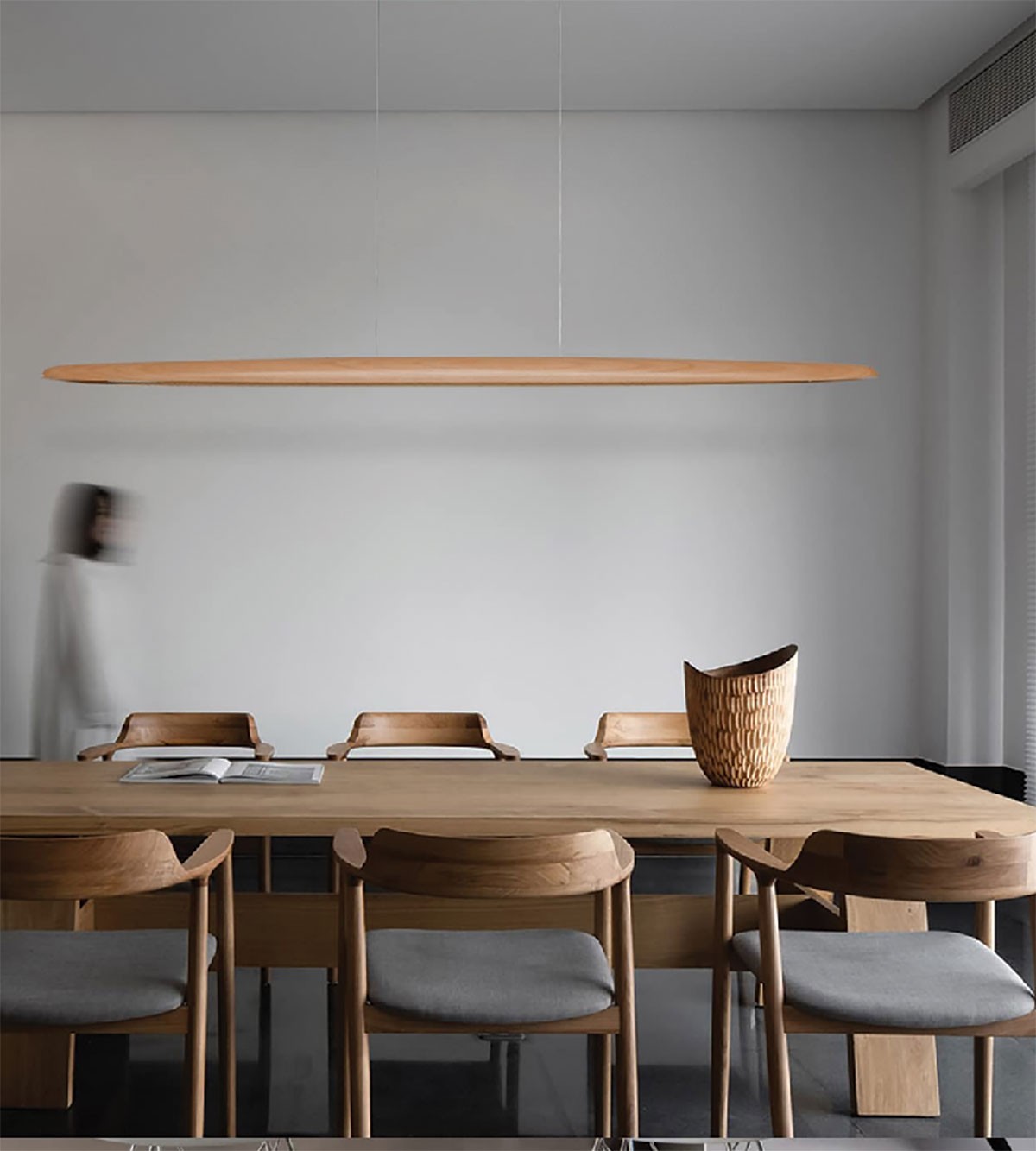 Φωτιστικό 150cm LED κρεμαστό Φυσικό ξύλο