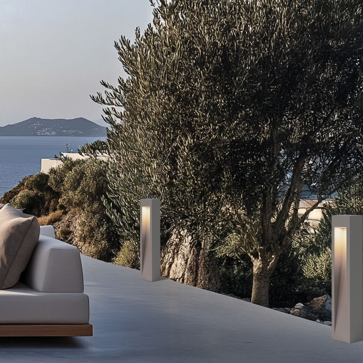 OUTDOOR BOLLARD LED LIGHT 9W 3000K CONCRETE- METAL - GLASS IP65