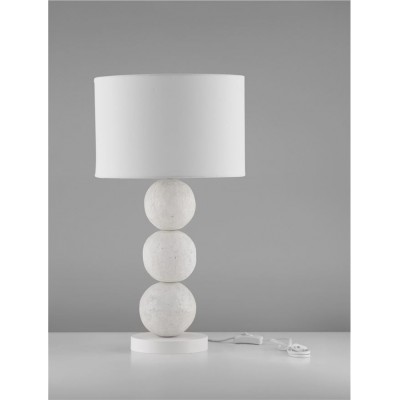 ΕΠΙΤΡΑΠΕΖΙΟ ΦΩΤΙΣΤΙΚΟ White Stone 'Papier-Mâché & Fabric Shade