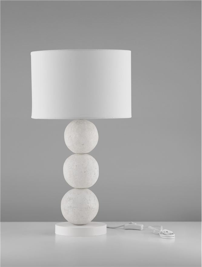 ΕΠΙΤΡΑΠΕΖΙΟ ΦΩΤΙΣΤΙΚΟ White Stone 'Papier-Mâché & Fabric Shade