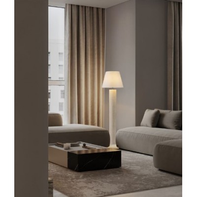 ΕΠΙΔΑΠΕΔΙΟ ΦΩΤΙΣΤΙΚΟ White Scallop Stone Casting & Fabric Shade H:150cm