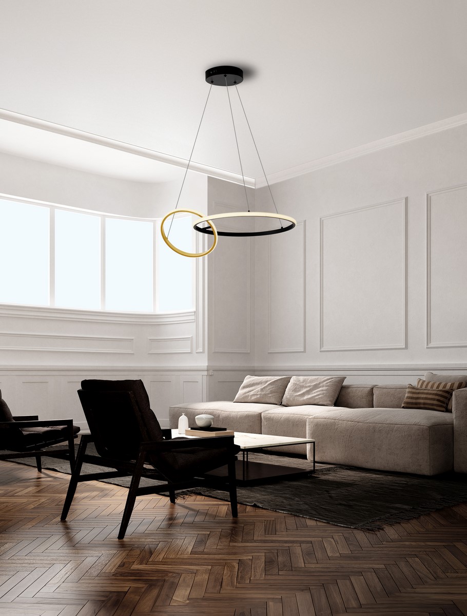 ΚΡΕΜΑΣΤΟ ΦΩΤΙΣΤΙΚΟ Triac Dimmable Sandy Black & Gold Steel & Aluminium