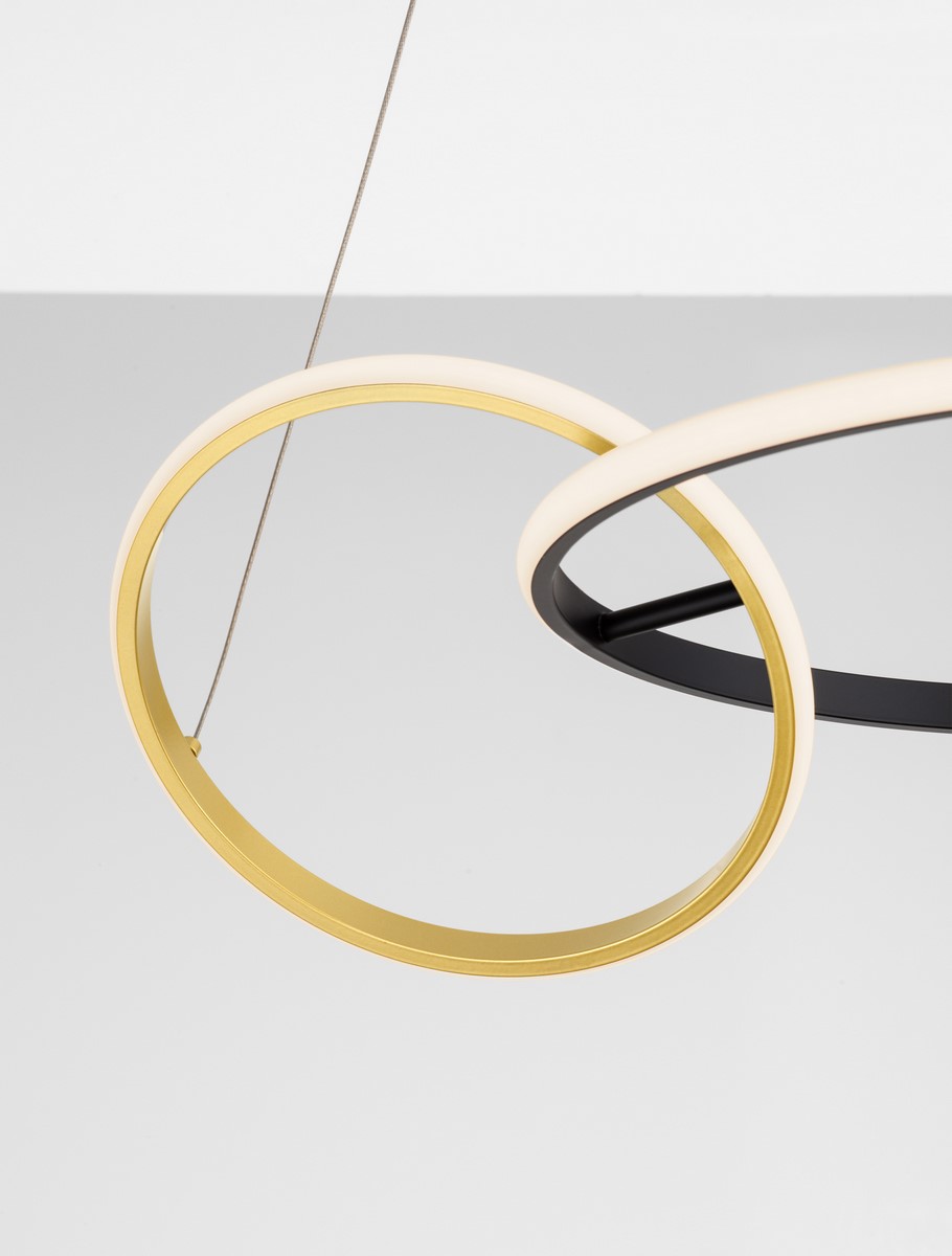ΚΡΕΜΑΣΤΟ ΦΩΤΙΣΤΙΚΟ Triac Dimmable Sandy Black & Gold Steel & Aluminium