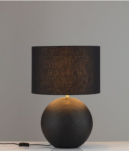ΕΠΙΤΡΑΠΕΖΙΟ ΦΩΤΙΣΤΙΚΟ Rough Matt Black Papier-Mâché & Fabric Shade H:58,6cm