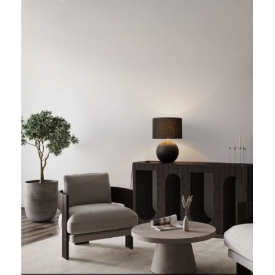ΕΠΙΤΡΑΠΕΖΙΟ ΦΩΤΙΣΤΙΚΟ Rough Matt Black Papier-Mâché & Fabric Shade H:58,6cm