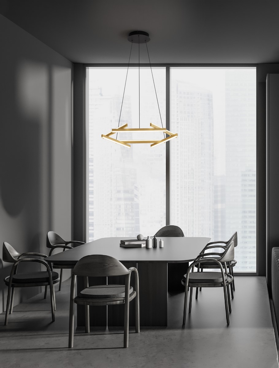 ΚΡΕΜΑΣΤΟ ΦΩΤΙΣΤΙΚΟ Brushed Gold & Black Aluminium & Acrylic