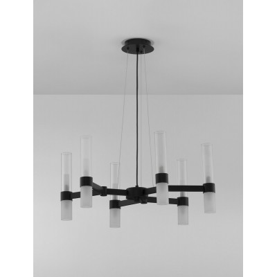 ΚΡΕΜΑΣΤΟ ΦΩΤΙΣΤΙΚΟ  IP20  Matt Black Metal Clear & Frost Glass
