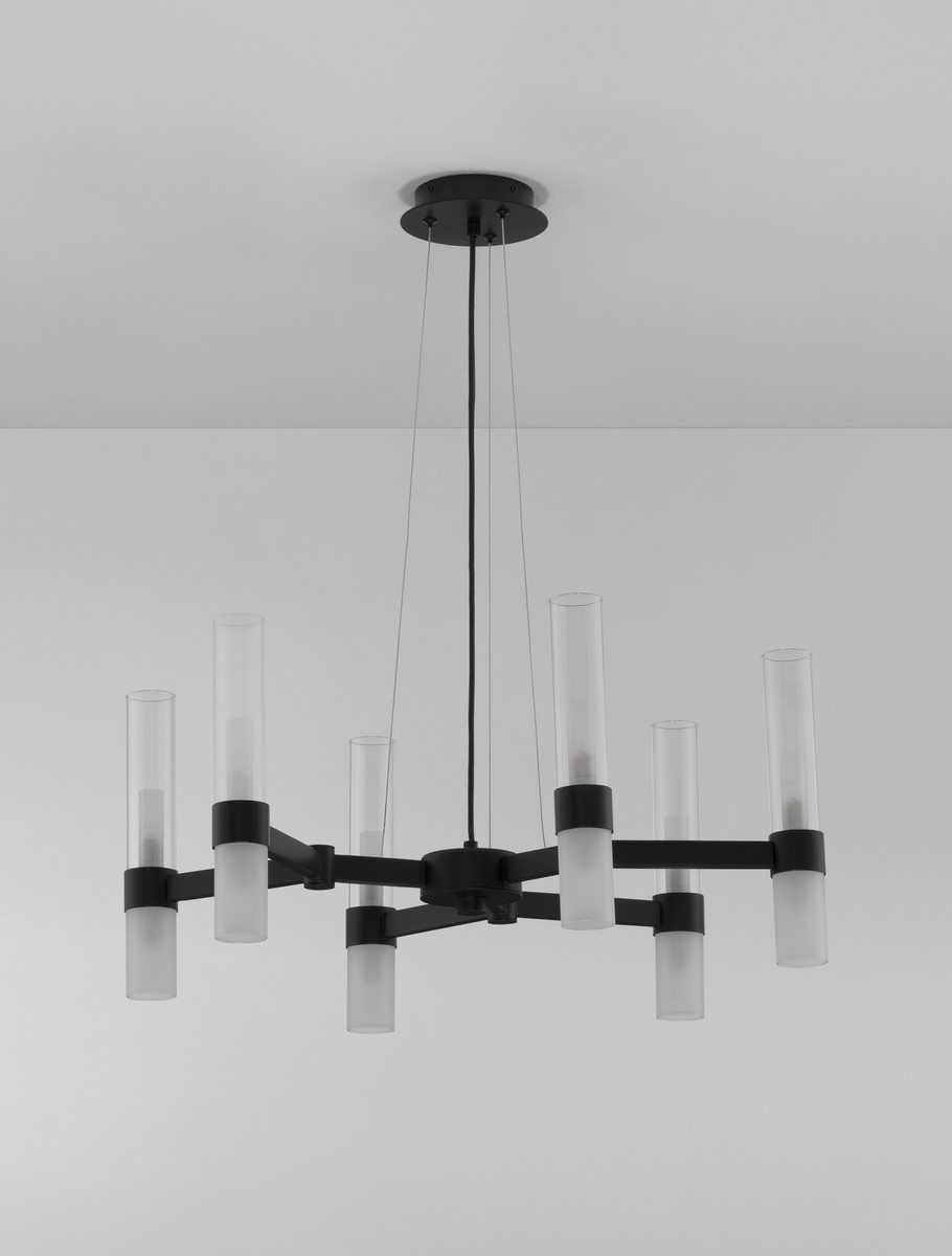 ΚΡΕΜΑΣΤΟ ΦΩΤΙΣΤΙΚΟ  IP20  Matt Black Metal Clear & Frost Glass