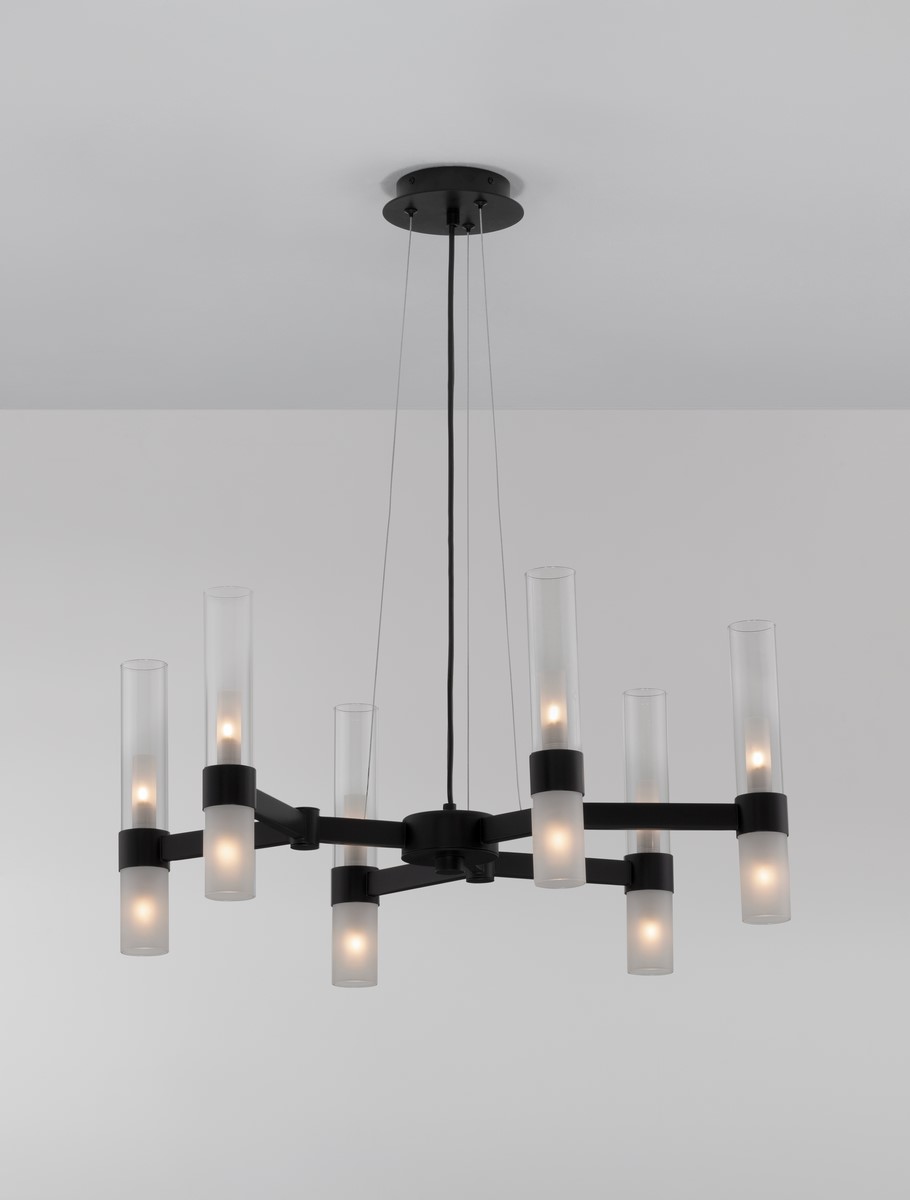 ΚΡΕΜΑΣΤΟ ΦΩΤΙΣΤΙΚΟ  IP20  Matt Black Metal Clear & Frost Glass