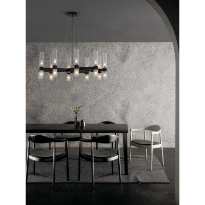 ΚΡΕΜΑΣΤΟ ΦΩΤΙΣΤΙΚΟ Matt Black Metal Clear & Frost Glass