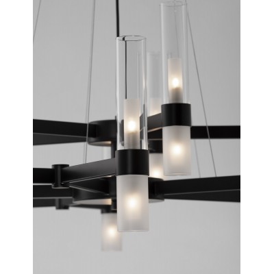ΚΡΕΜΑΣΤΟ ΦΩΤΙΣΤΙΚΟ LED Matt Black Metal Clear & Frost Glass