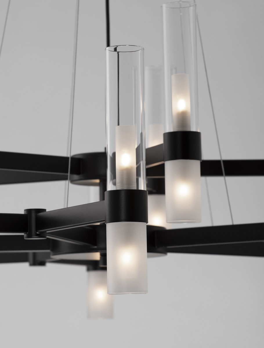 ΚΡΕΜΑΣΤΟ ΦΩΤΙΣΤΙΚΟ LED Matt Black Metal Clear & Frost Glass