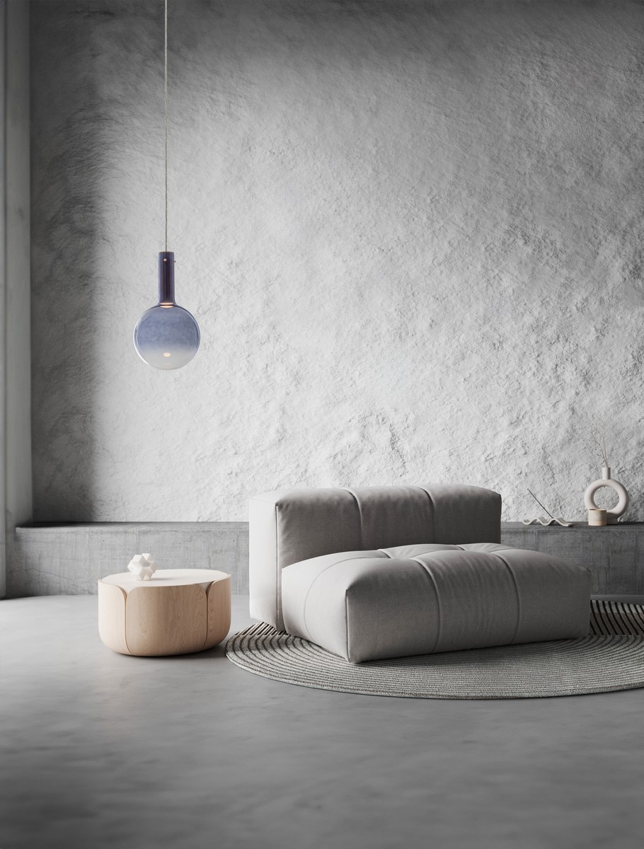 ΚΡΕΜΑΣΤΟ ΦΩΤΙΣΤΙΚΟ Triac Dimmable Blue Glass Gold Metal White Metal Base