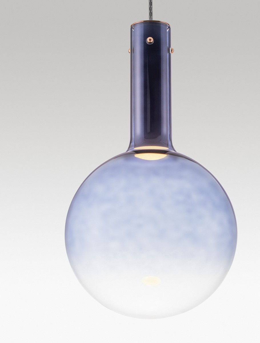 ΚΡΕΜΑΣΤΟ ΦΩΤΙΣΤΙΚΟ Triac Dimmable Blue Glass Gold Metal White Metal Base