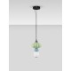 ΚΡΕΜΑΣΤΟ ΜΟΝΟΦΩΤΟ Matt Black Metal Base Sage Green & Blue Ceramic & Opal Glass
