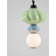 ΚΡΕΜΑΣΤΟ ΜΟΝΟΦΩΤΟ Matt Black Metal Base Sage Green & Blue Ceramic & Opal Glass