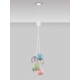 ΚΡΕΜΑΣΤΟ ΦΩΤΙΣΤΙΚΟ Matt White Metal Base Sage Blue, Pink & Green Ceramic Moca, Purple & Yellow Glass LED