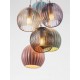 ΚΡΕΜΑΣΤΟ ΦΩΤΙΣΤΙΚΟ Matt White Metal Base Sage Blue, Pink & Green Ceramic Moca, Purple & Yellow Glass LED