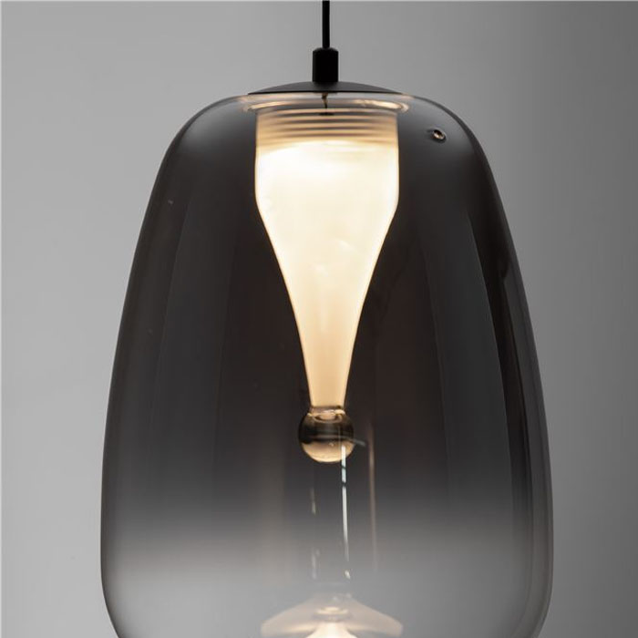 ΜΟΝΟΦΩΤΟ ΚΡΕΜΑΣΤΟ D:16cm Smokey Gray Glass