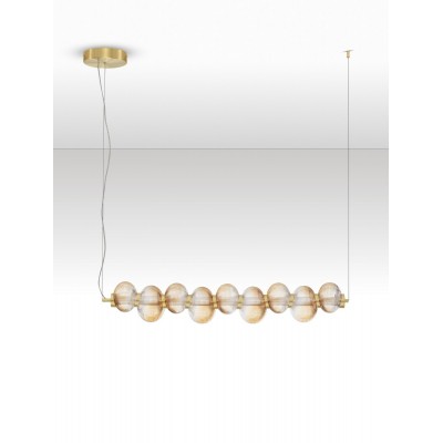 ΚΡΕΜΑΣΤΟ ΦΩΤΙΣΤΙΚΟ  Glossy Light Gold Metal Base Amber Color Glass 3000Κ
