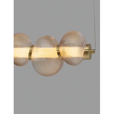 ΚΡΕΜΑΣΤΟ ΦΩΤΙΣΤΙΚΟ  Glossy Light Gold Metal Base Amber Color Glass 3000Κ