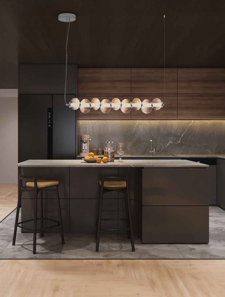 ΚΡΕΜΑΣΤΟ ΦΩΤΙΣΤΙΚΟ Triac Dimmable Chrome Metal Base Smokey Gray Glass 3000Κ ΙP20