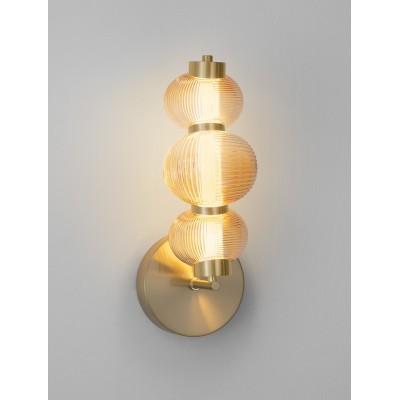 ΑΠΛΙΚΑ ΤΟΙΧΟΥ  Glossy Light Gold Metal Base Amber Color Glass
