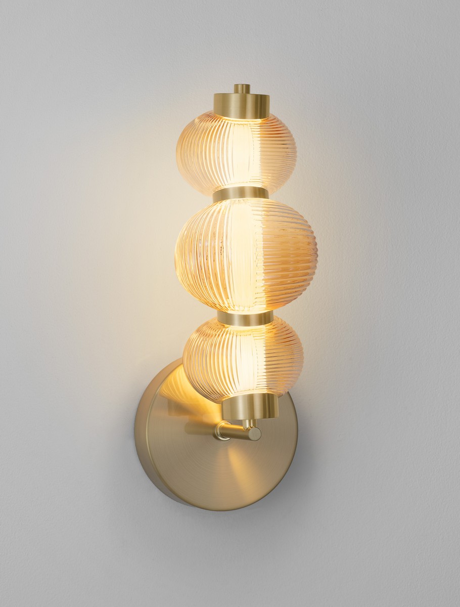 ΑΠΛΙΚΑ ΤΟΙΧΟΥ  Glossy Light Gold Metal Base Amber Color Glass
