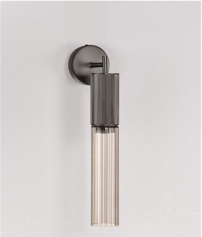 ΑΠΛΙΚΑ ΤΟΙΧΟΥ LED Brushed Gray Metal Base & Mocha Glass 