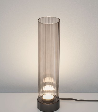ΕΠΙΤΡΑΠΕΖΙΟ ΦΩΤΙΣΤΙΚΟ  Brushed Gray Metal Base & Mocha Glass H:35cm